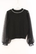 axes femme / 袖ドットチュールプルオーバー M クロ O-26-03-29-093-AX-TO-OW-OS