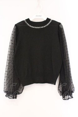 画像1: axes femme / 袖ドットチュールプルオーバー M クロ O-26-03-29-093-AX-TO-OW-OS