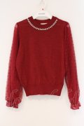 axes femme / 袖ドットチュールプルオーバー M アカ O-26-03-29-094-AX-TO-OW-OS