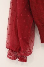 画像2: axes femme / 袖ドットチュールプルオーバー M アカ O-26-03-29-094-AX-TO-OW-ZT657 (2)