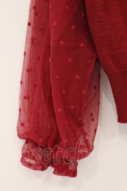 画像2: axes femme / 袖ドットチュールプルオーバー M アカ O-26-03-29-094-AX-TO-OW-OS