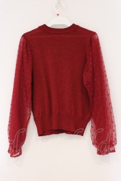 画像3: axes femme / 袖ドットチュールプルオーバー M アカ O-26-03-29-094-AX-TO-OW-OS