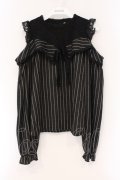 axes femme POETIQUE / ストライプオフショルトップス M クロ O-26-03-29-095-AX-TO-OW-OS