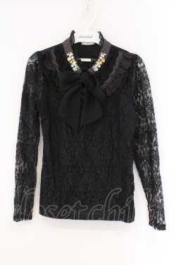 画像1: axes femme / 総レースボウタイプルオーバー M クロ O-26-03-29-099-AX-TO-OW-OS