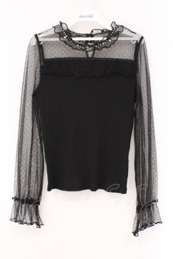 画像1: axes femme / ドットチュール切替プルオーバー M クロ O-26-03-29-100-AX-BL-OW-OS