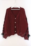 axes femme / 編上モールヤーンニットカーディガン F ワイン O-26-03-29-013-AX-TO-YM-OS