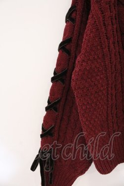 画像2: axes femme / 編上モールヤーンニットカーディガン F ワイン O-26-03-29-013-AX-TO-YM-OS