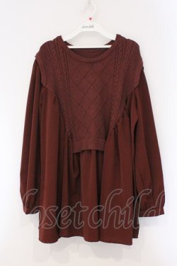 画像1: axes femme / ケーブル編みニット切り替えチュニック F レンガ O-26-03-29-014-AX-TO-YM-OS