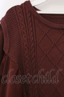 画像2: axes femme / ケーブル編みニット切り替えチュニック F レンガ O-26-03-29-014-AX-TO-YM-OS