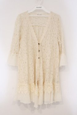 画像1: axes femme / シフォンフリルレースカーディガン M シロ O-26-03-29-021-AX-TO-YM-OS