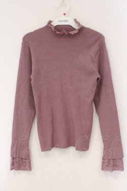 画像1: axes femme / レース配色カットソー M ピンクベージュ O-26-03-29-032-AX-TO-YM-OS