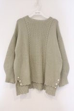 画像1: axes femme / 裾ボタンロングニットプルオーバー M グリーン O-26-03-29-033-AX-TO-YM-ZT121 (1)