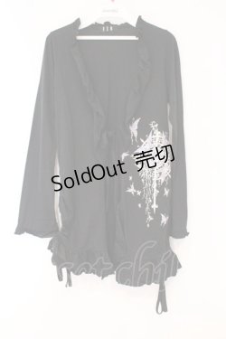 画像1: BPN / サイドドロストフリルカットカーディガン M ブラック O-26-03-31-040-GO-TO-OW-OS