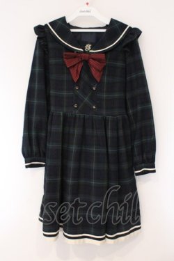 画像1: Secret Honey / チェック柄セーラーワンピース 2 グリーン O-26-03-31-052-CA-OP-IG-OS