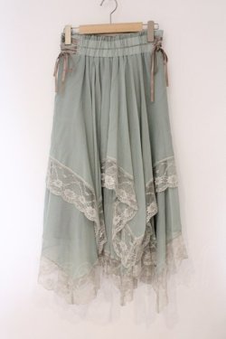 画像1: axes femme / 裾レースイレヘムスカート F グリーン O-26-03-31-054-AX-SK-OW-OS