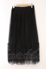 画像1: axes femme POETIQUE / パールチュールティアードスカート M クロ O-26-03-31-056-AX-SK-OW-ZT093 (1)