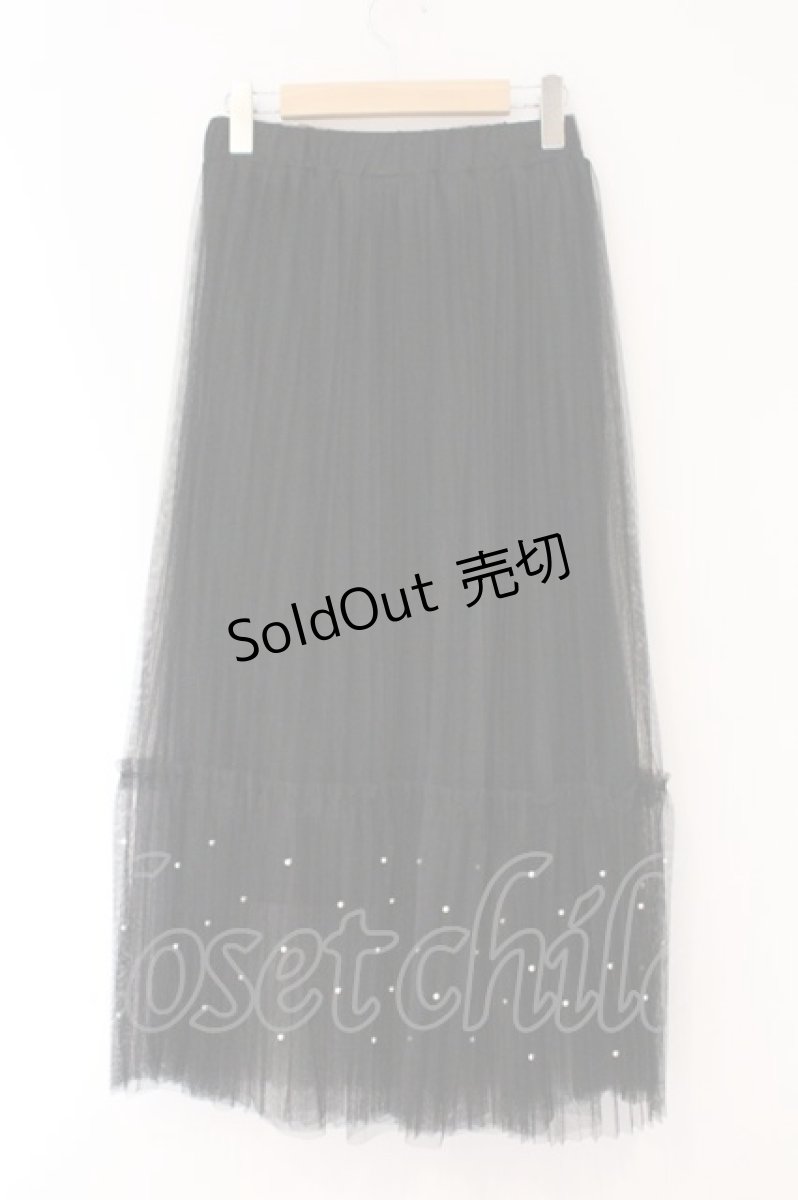 画像3: axes femme POETIQUE / パールチュールティアードスカート M クロ O-26-03-31-056-AX-SK-OW-ZT093 (3)