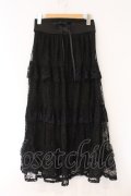 axes femme / 編上レースティアードスカート F クロ O-26-03-31-058-AX-SK-OW-OS