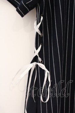 画像2: axes femme / シフォン切り替えストライプワンピース  ネイビー O-26-03-31-1032-AX-OP-IG-OS