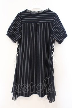 画像3: axes femme / シフォン切り替えストライプワンピース  ネイビー O-26-03-31-1032-AX-OP-IG-OS