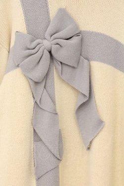 画像2: merry jenny / プレゼントリボンタートルニットワンピース  アイボリー×サックス O-26-03-31-1036-LO-OP-IG-OS