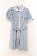 Secret Honey / レースカラー半袖ワンピース  サックス O-26-03-31-1038-CA-OP-IG-OS