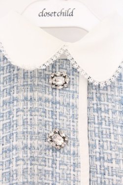 画像2: Swankiss / EK tweed pocket O/P　ワンピース  サックス×シロ O-26-03-31-1039-CA-OP-IG-OS