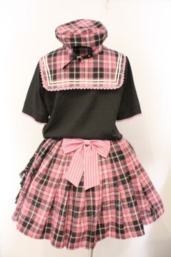 画像4: 伯爵夫人 / チェックセーラーセットアップ L クロ×ピンク O-26-03-31-1042-LO-OP-OW-OS