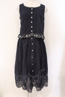 画像1: axes femme / マリン刺繍入りセットアップ M ネイビー O-26-03-31-1043-AX-OP-IG-OS