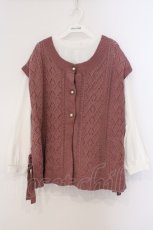 画像1: axes femme / ニットベスト×ロンTセット F ピンク×シロ O-26-03-31-1006-AX-TO-OW-ZT458 (1)