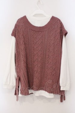 画像3: axes femme / ニットベスト×ロンTセット F ピンク×シロ O-26-03-31-1006-AX-TO-OW-OS