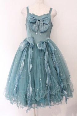 画像1: Sara Bell / パール配色オーガンジージャンパースカート  グリーン O-26-03-31-1054-LO-OP-OW-OS