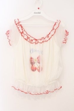 画像1: LIZ LISA / チェリー柄チュールトップス F シロ O-26-03-31-1058-LO-TO-OW-OS