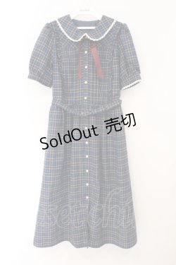 画像1: Secret Honey / リボン付きタータンワンピース 2 ブルー O-26-03-31-1059-CA-OP-YM-OS