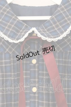 画像2: Secret Honey / リボン付きタータンワンピース 2 ブルー O-26-03-31-1059-CA-OP-YM-OS