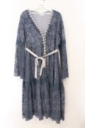 axes femme / 花柄総レースガウンワンピース M アオ O-26-03-31-1010-AX-OP-OW-OS
