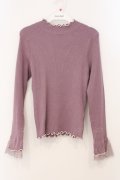 axes femme / 袖レースメローニットプルオーバー F ピンク O-26-03-31-1011-AX-TO-OW-OS