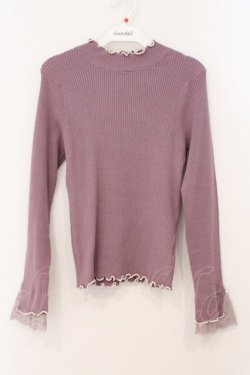 画像1: axes femme / 袖レースメローニットプルオーバー F ピンク O-26-03-31-1011-AX-TO-OW-OS