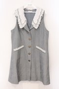 axes femme POETIQUE / レース襟ロングベスト M グレー O-26-03-31-1012-AX-TO-IG-OS