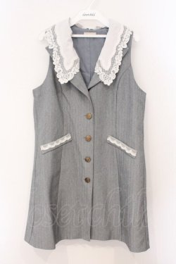画像1: axes femme POETIQUE / レース襟ロングベスト M グレー O-26-03-31-1012-AX-TO-IG-OS
