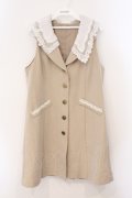 axes femme POETIQUE / レース襟ロングベスト M ベージュ O-26-03-31-1013-AX-TO-IG-OS