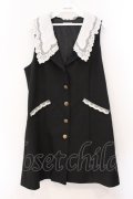 axes femme POETIQUE / レース襟ロングベスト M クロ O-26-03-31-1014-AX-TO-IG-OS