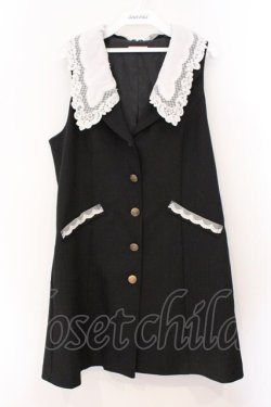 画像1: axes femme POETIQUE / レース襟ロングベスト M クロ O-26-03-31-1014-AX-TO-IG-OS