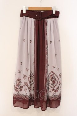 画像1: axes femme / ブーケパネル柄スカート  ワイン×ピンク O-26-03-31-1020-AX-SK-IG-OS