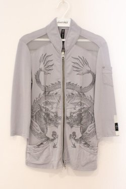 画像1: Ozz Croce / ドラゴンプリントメッシュジップトップス  グレー O-26-03-31-1021-OO-TO-IG-OS