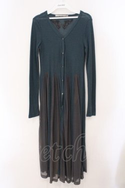 画像1: Rozen Kavalier / メッシュ切り替えロングテレコカーディガン  グリーン O-26-03-31-1022-OO-TO-IG-OS