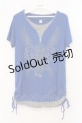 Rozen Kavalier / ZIP配色Tシャツ  ブルー×グレー O-26-03-31-1023-OO-TS-IG-OS