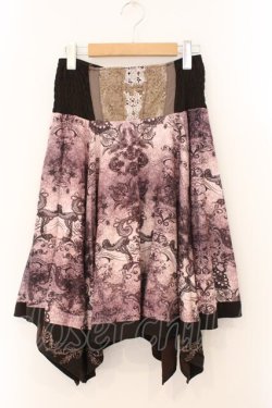 画像1: Rozen Kavalier / レースプリント起毛アシメスカート  ワイン系 O-26-03-31-1024-OO-SK-IG-OS