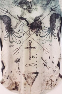 画像2: Ozz Croce / いかさんコラボフロントクロスTシャツ  グリーン O-26-03-31-1025-OO-TO-IG-OS