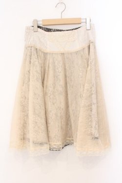 画像1: Ozz Croce / レース×サテンスカート  シャンパーンベージュ×アイボリー O-26-03-31-1026-OO-JA-IG-OS